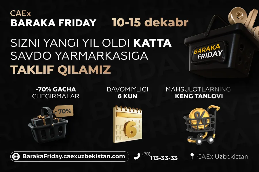 CAEx Baraka Friday katta savdo yarmarkasida 70% gacha chegirmalar taklif etadi